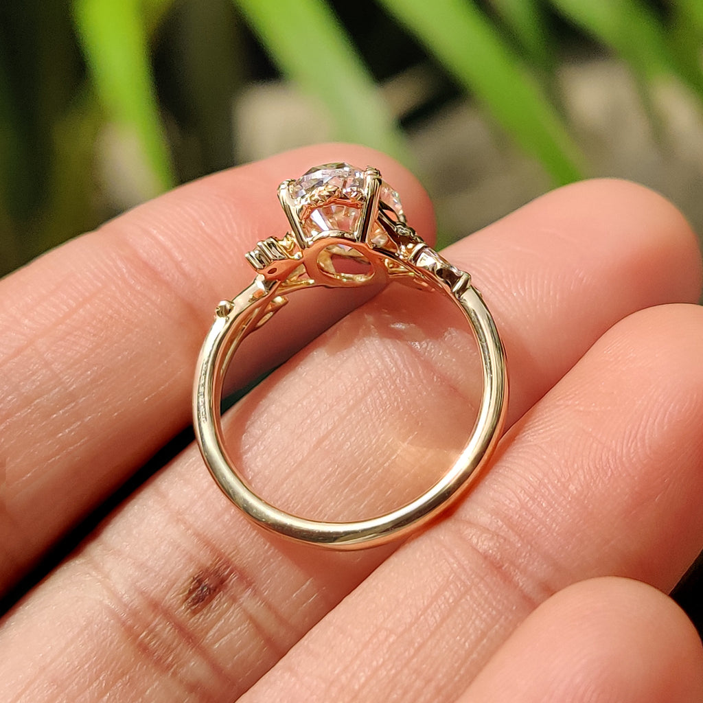 Nature Inspired Oval Diamond Engagement Ring