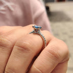 Blue Marquise Diamond Engagement Ring With Pave Setting