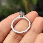Blue Marquise Diamond Engagement Ring With Pave Setting