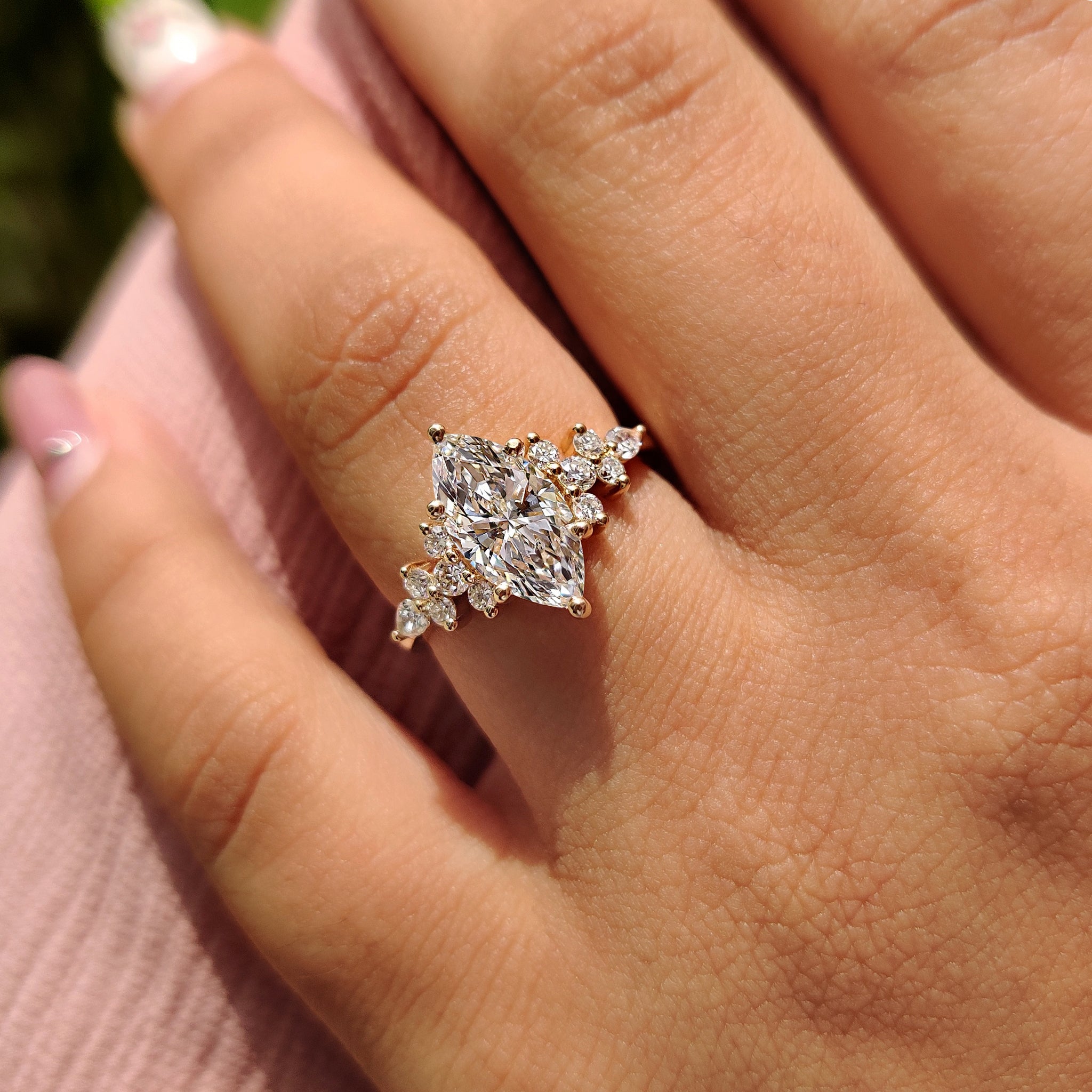 Marquise Cut Engagement Ring With Basket Setting Secondary image