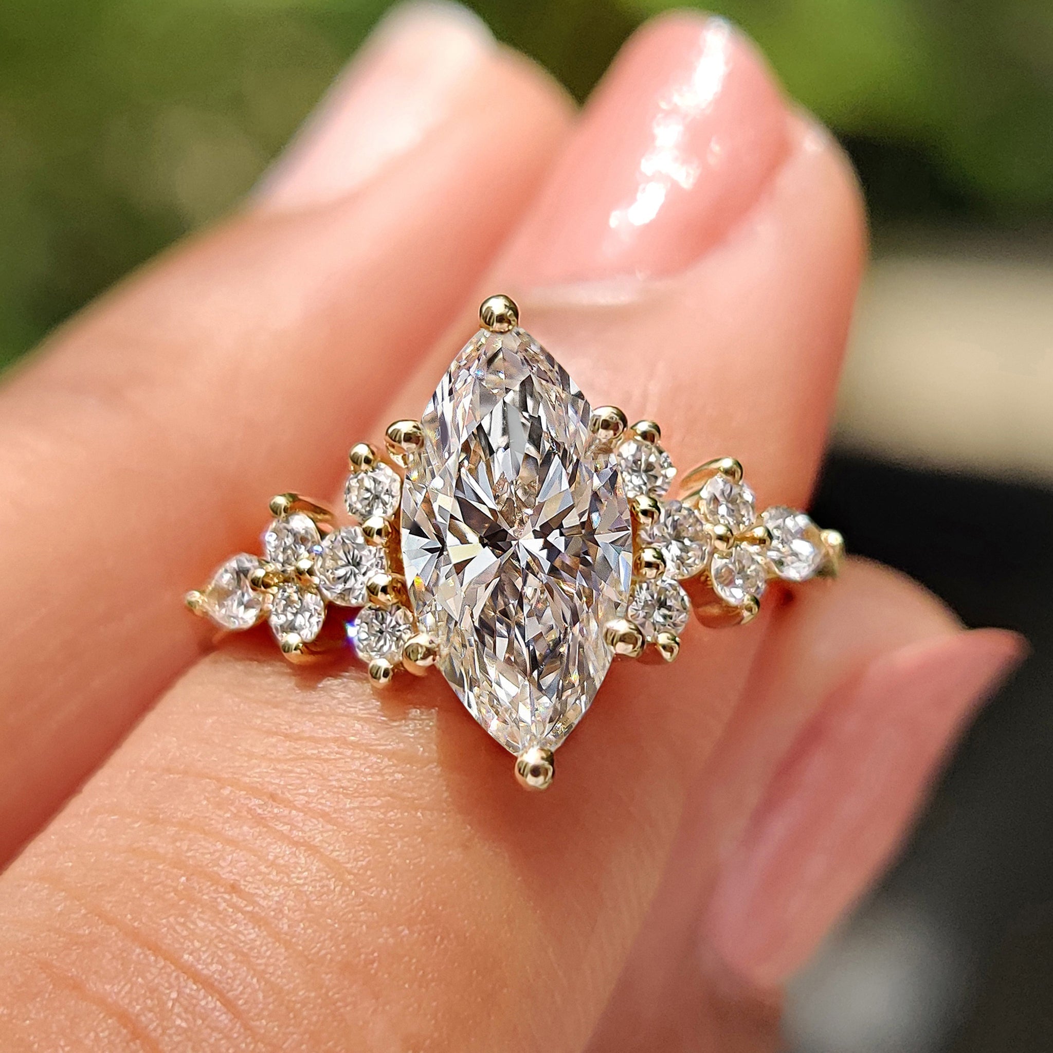 Marquise Cut Engagement Ring With Basket Setting Main image