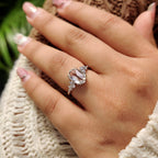 Oval Rose Cut Engagement Ring With Cluster Setting