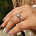 Oval Rose Cut Engagement Ring With Cluster Setting