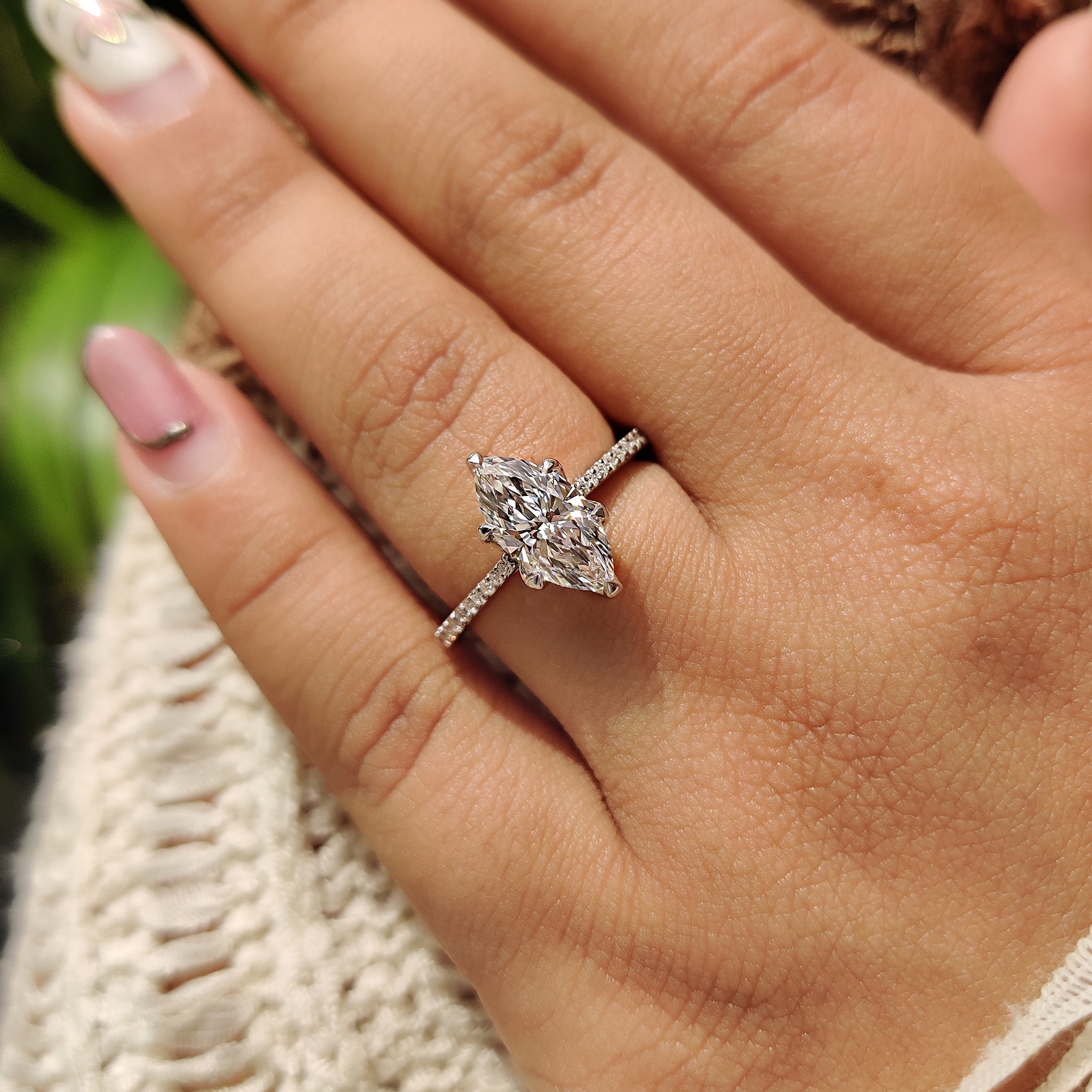 Marquise Diamond Engagement Ring With Cathedral Setting Secondary image