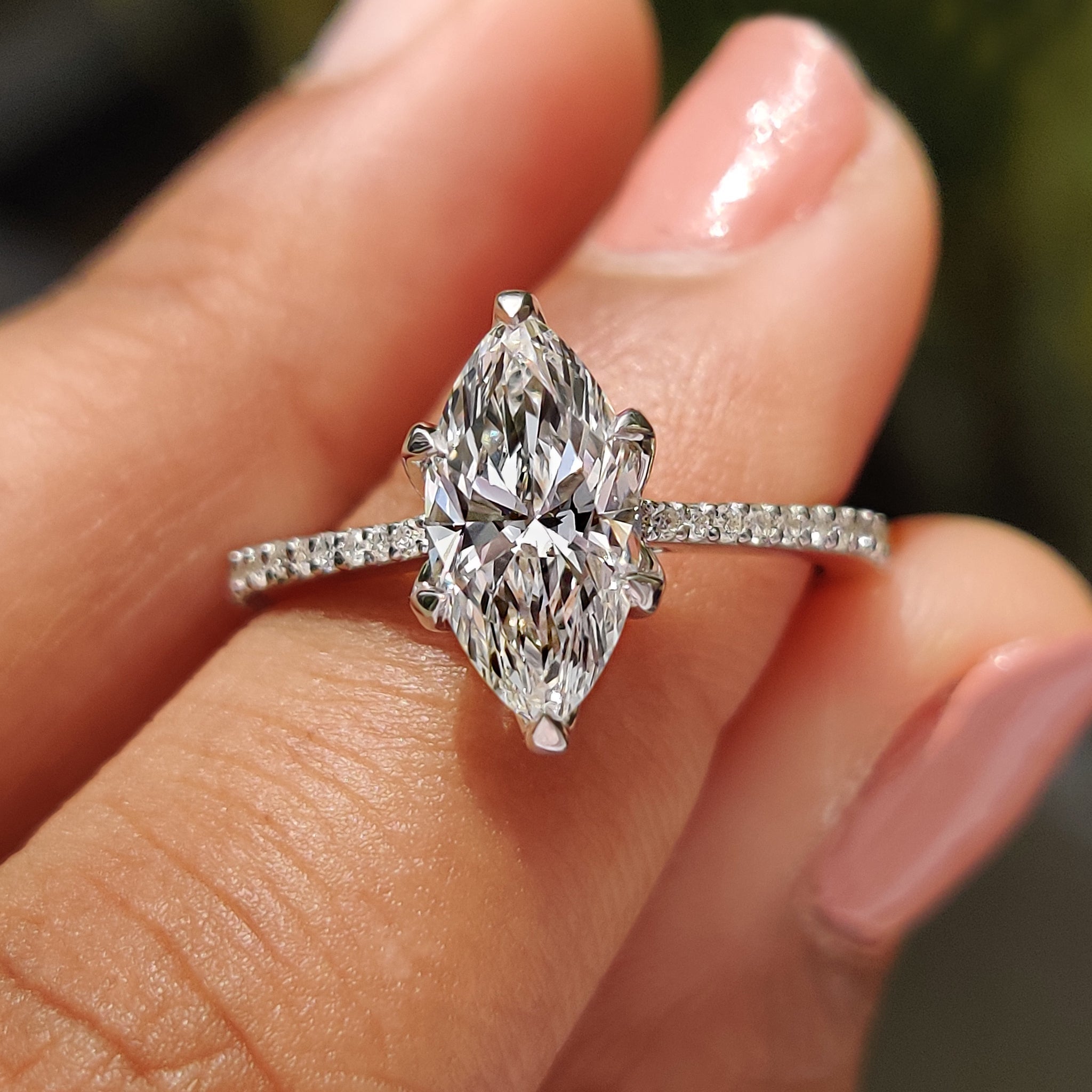 Marquise Diamond Engagement Ring With Cathedral Setting Main image