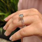 Princess Cut Engagement Ring And Wedding Band In Half Eternity Band