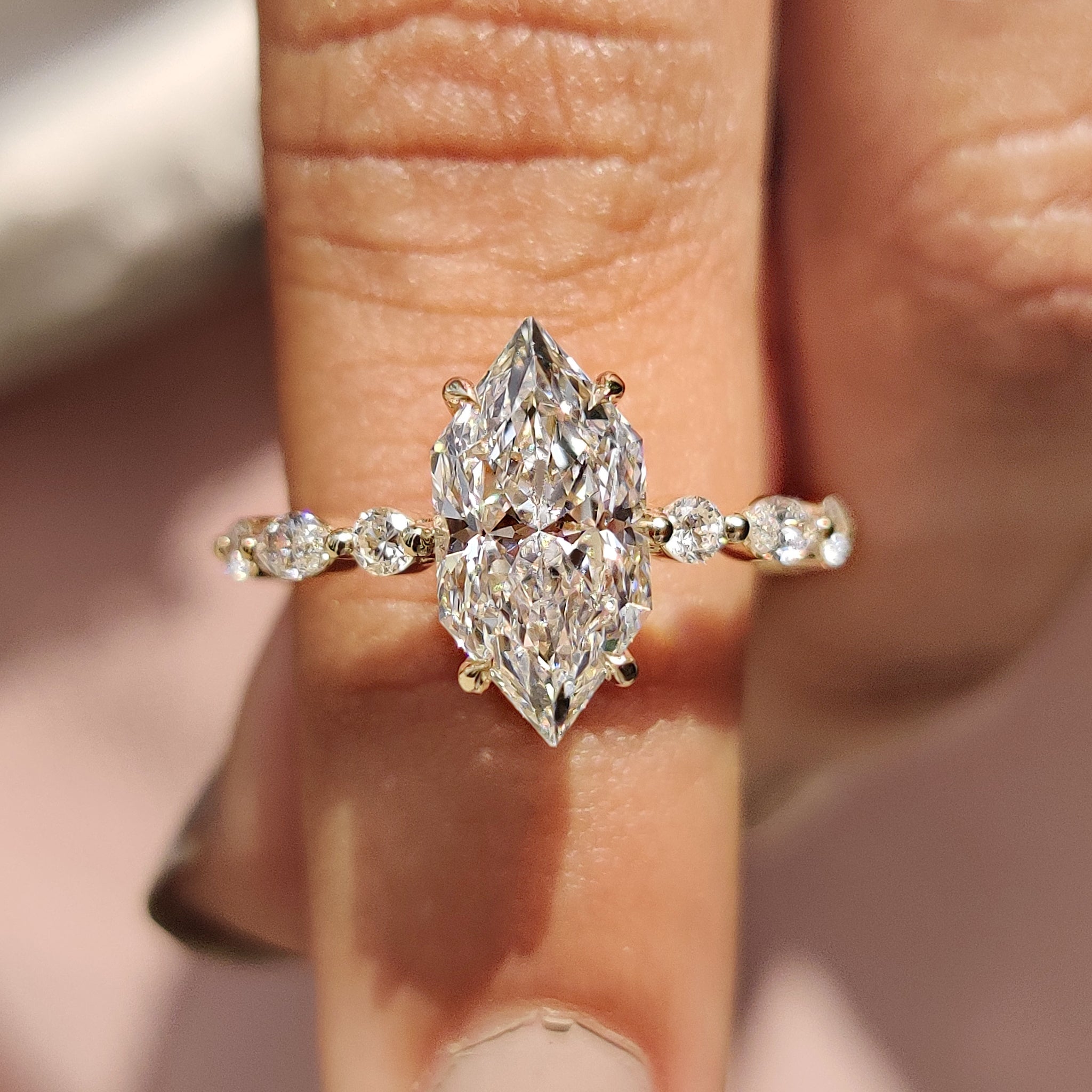 Dutch Marquise Engagement Ring In Open Gallery Style Secondary image