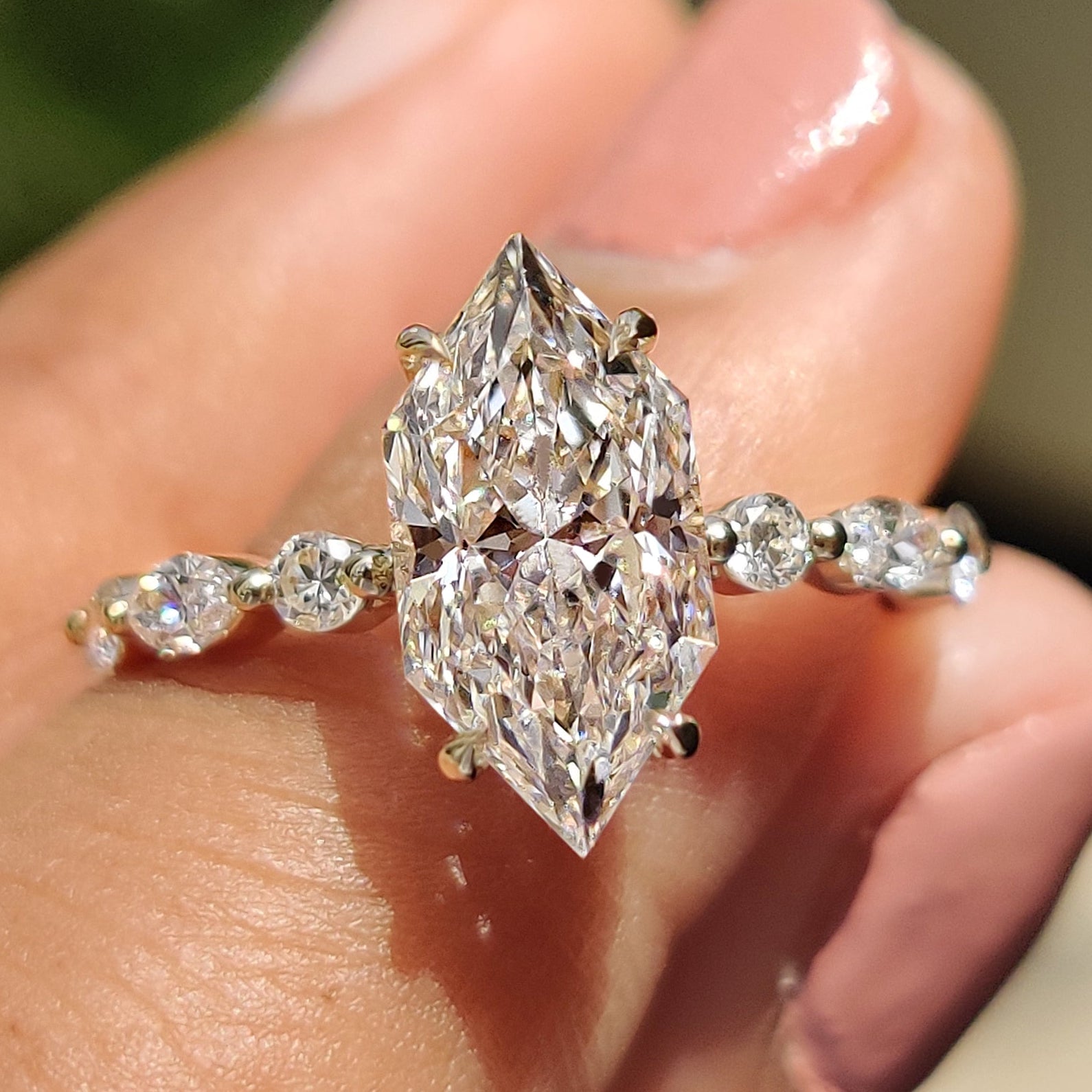 Dutch Marquise Engagement Ring In Open Gallery Style Main image