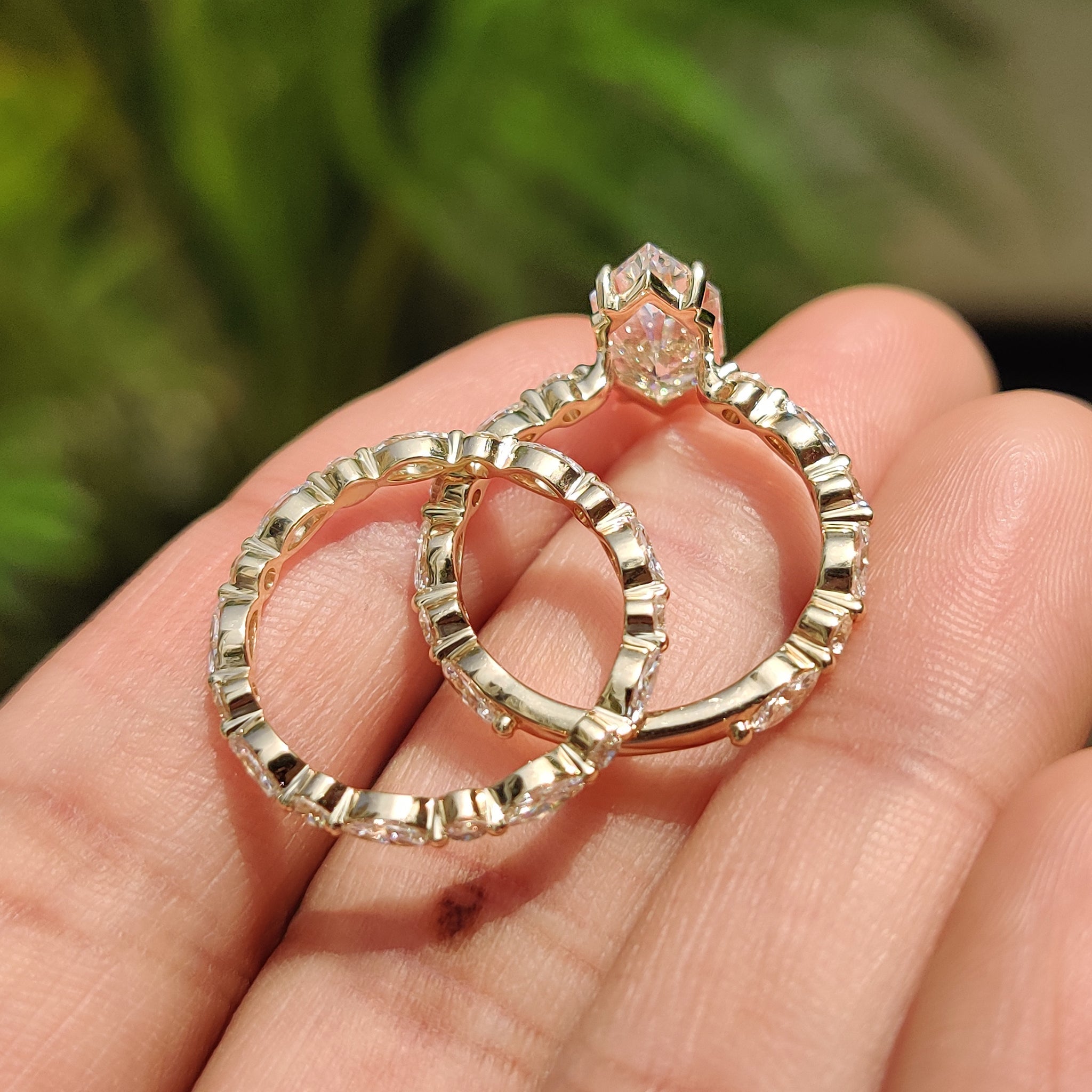 Full Eternity Dutch Marquise Engagement Ring With Wedding Band