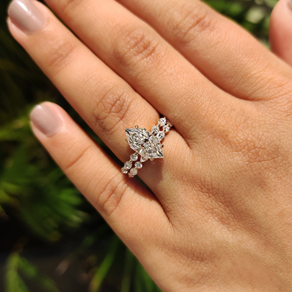 Full Eternity Dutch Marquise Engagement Ring With Wedding Band