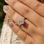 Hexagon Cut Solitaire Diamond Engagement Ring