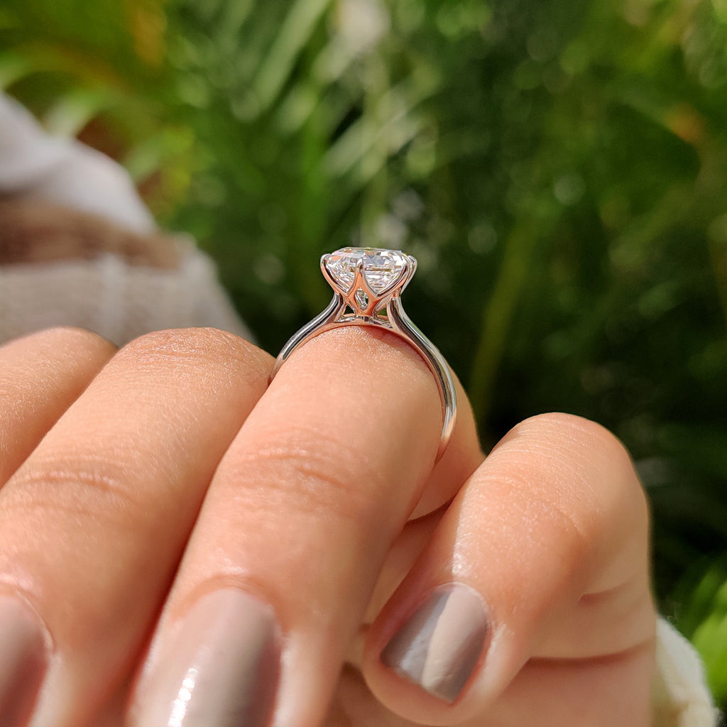 Hexagon Cut Solitaire Diamond Engagement Ring