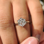 Hexagon Cut Solitaire Diamond Engagement Ring