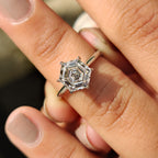 Hexagon Cut Solitaire Diamond Engagement Ring