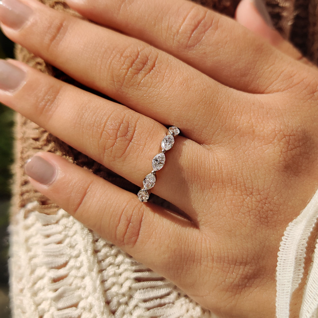 Marquise Diamond Band In Half Eternity Style