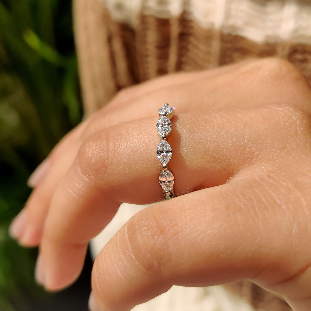 Marquise Diamond Band In Half Eternity Style