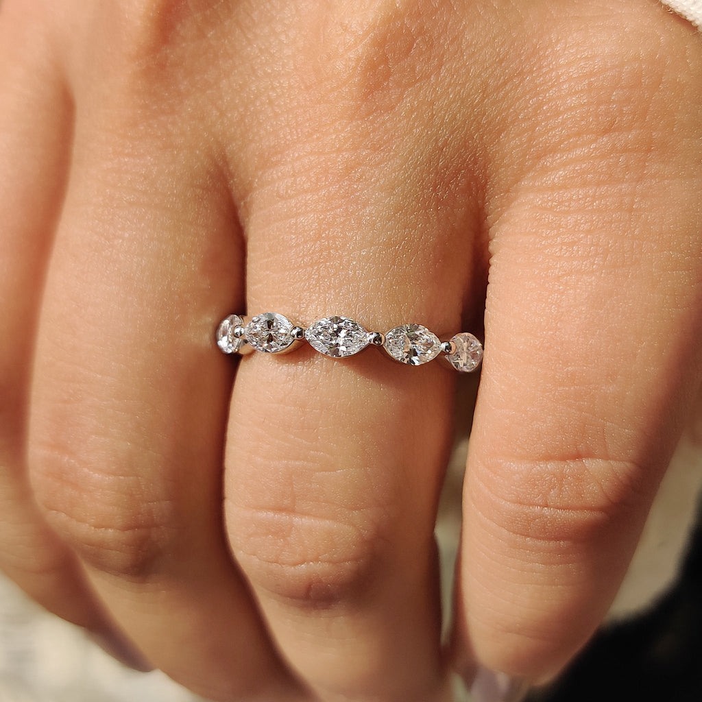 Marquise Diamond Band In Half Eternity Style