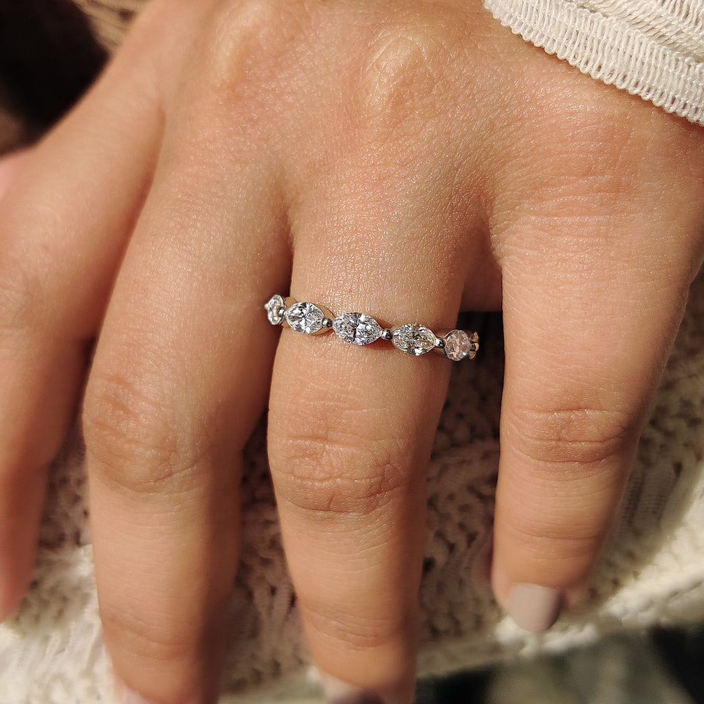 Marquise Diamond Band In Half Eternity Style