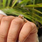 3 Stone Oval Engagement Ring With Tulip Basket Setting