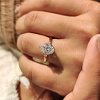 3 Stone Oval Engagement Ring With Tulip Basket Setting