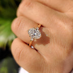 3 Stone Oval Engagement Ring With Tulip Basket Setting
