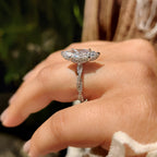 Marquise Cut Engagement Ring With Twisted Pave Band