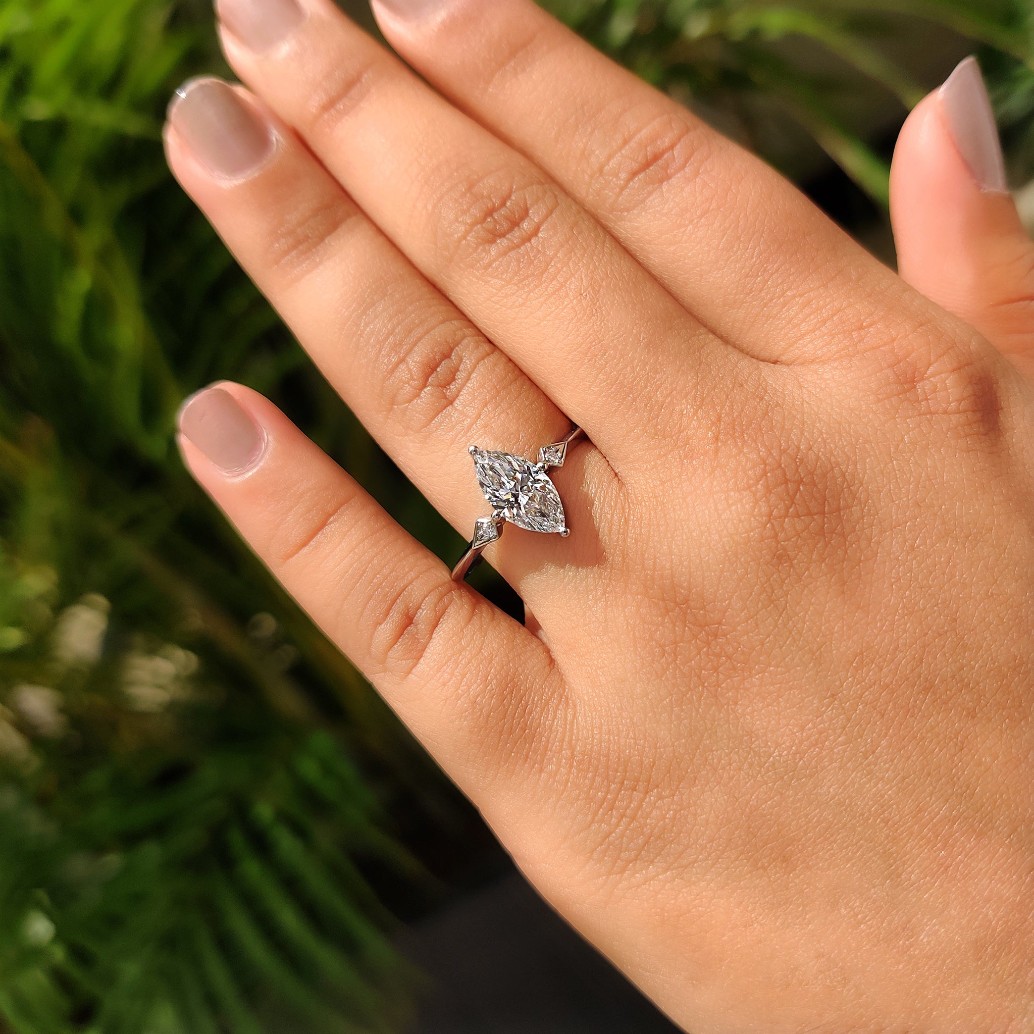 Three Stone Marquise Diamond Engagement Ring Secondary image