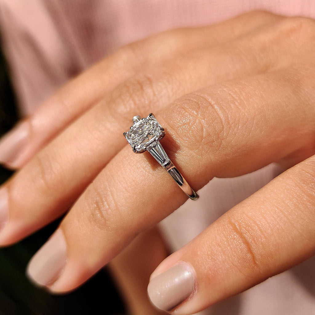 Radiant Cut 3 Stone Diamond Engagement Ring