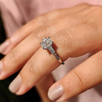 Three Stone Engagement Ring - Tapered Baguette Side Stone