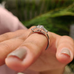 Three Stone Engagement Ring - Tapered Baguette Side Stone