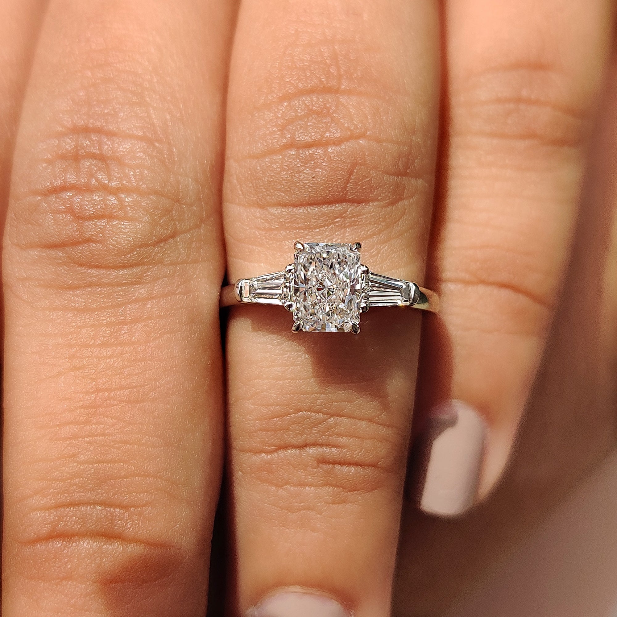 Radiant Cut 3 Stone Diamond Engagement Ring