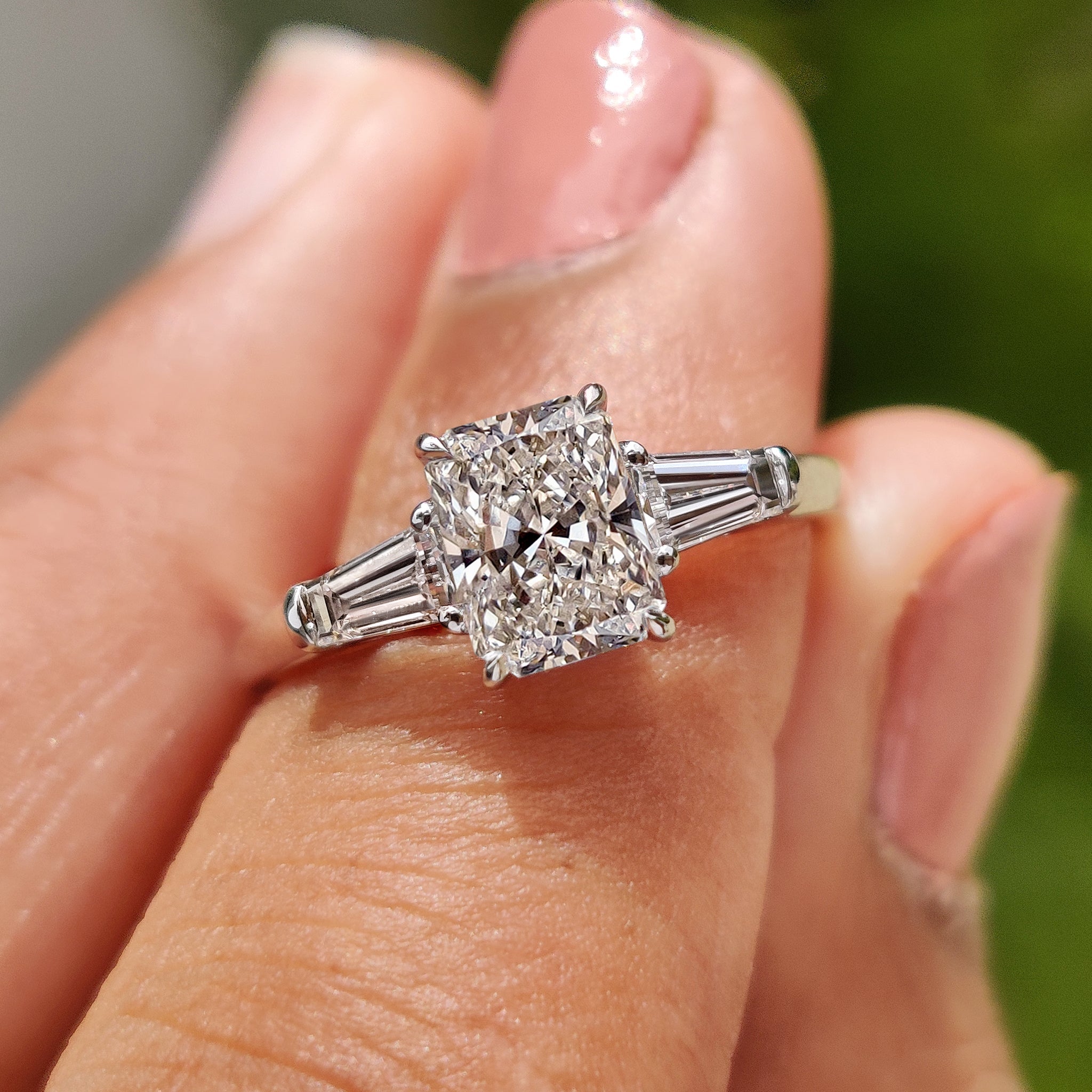 Three Stone Engagement Ring - Tapered Baguette Side Stone Secondary image