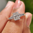 Three Stone Engagement Ring - Tapered Baguette Side Stone