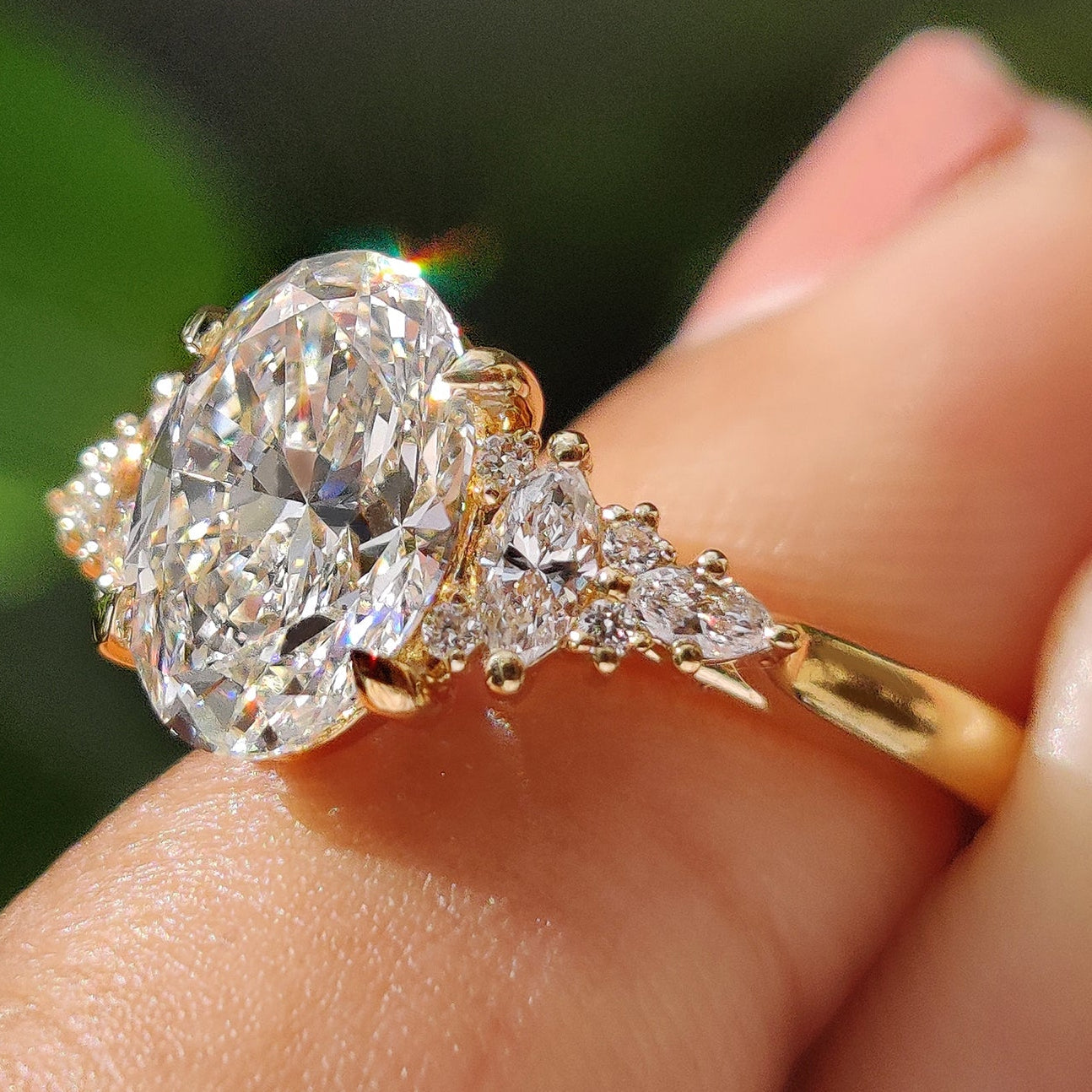 Oval Cut Cathedral Setting Engagement Ring