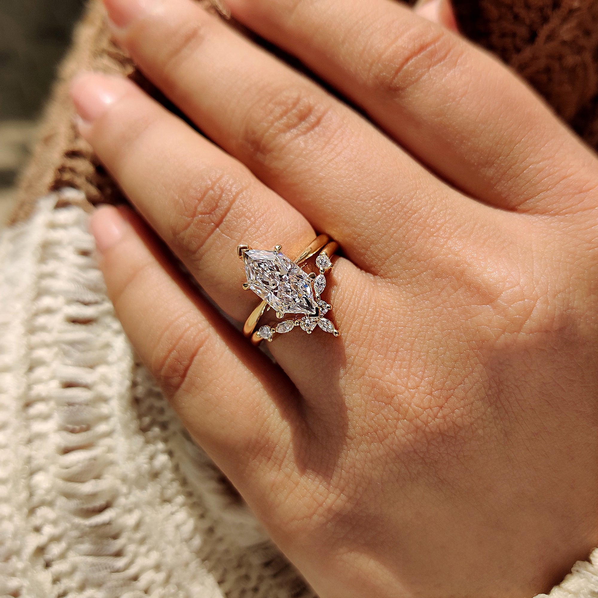 Dutch Marquise Yellow Gold Bridal Set