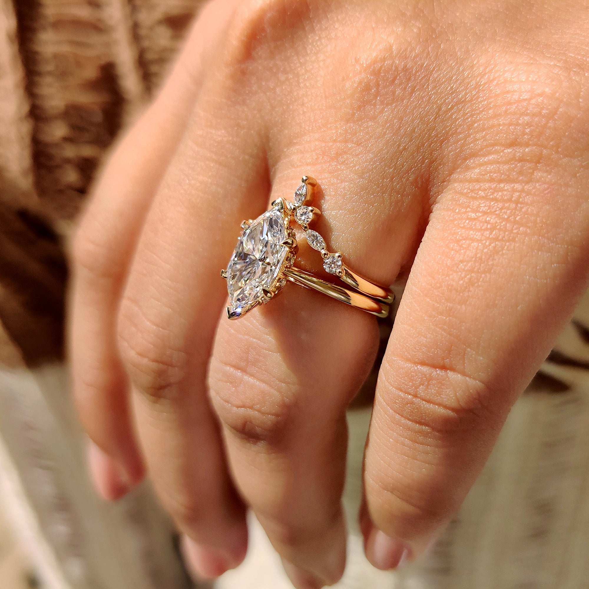 Dutch Marquise Yellow Gold Bridal Set