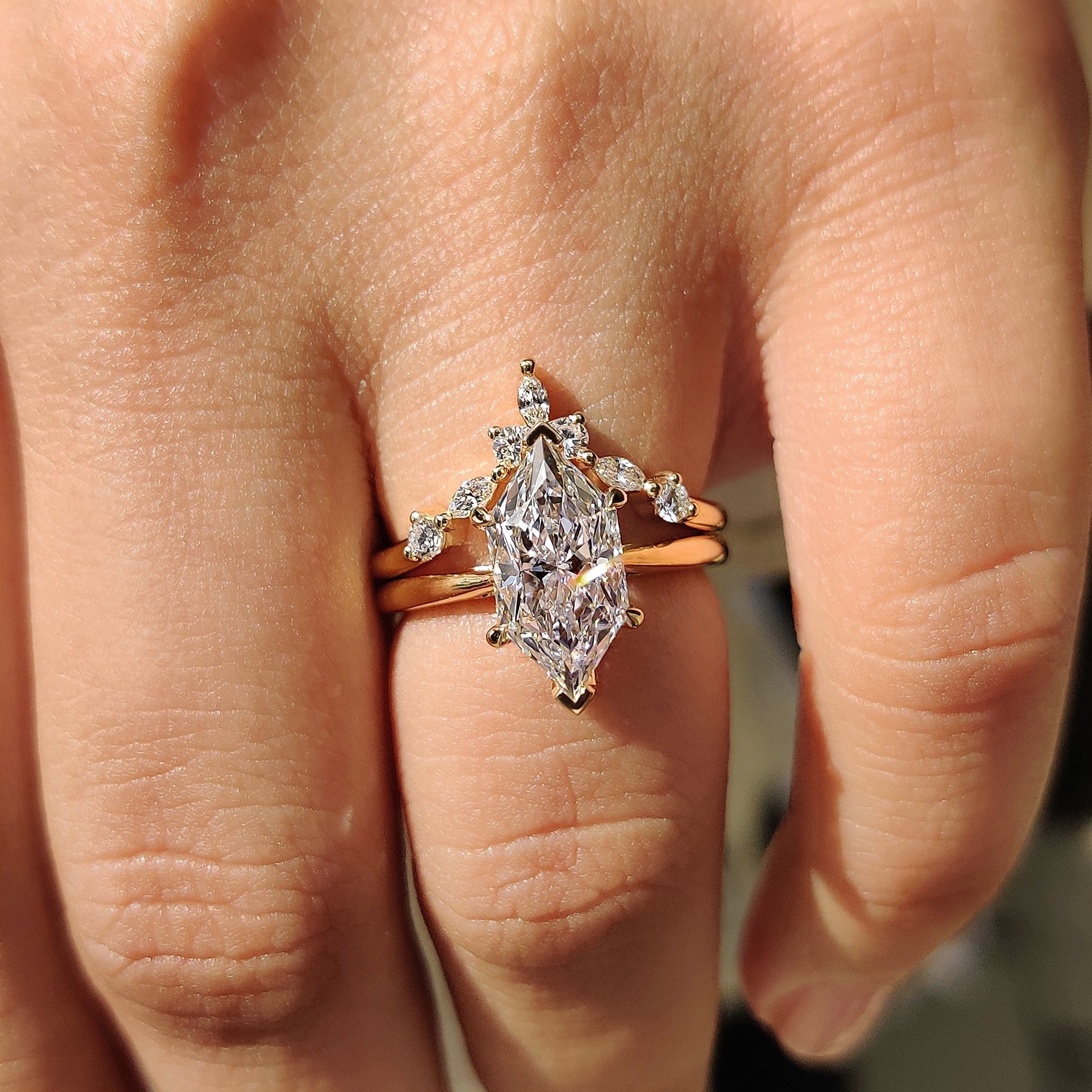 Dutch Marquise Yellow Gold Bridal Set