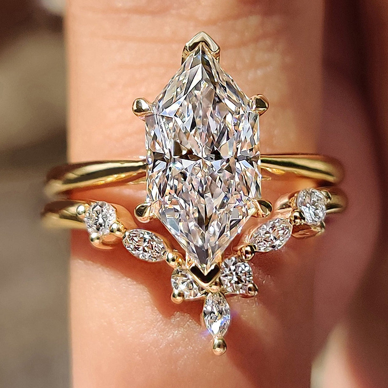 Dutch Marquise Yellow Gold Bridal Set