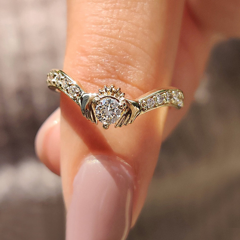 Round Cut Claddagh Engagement Ring