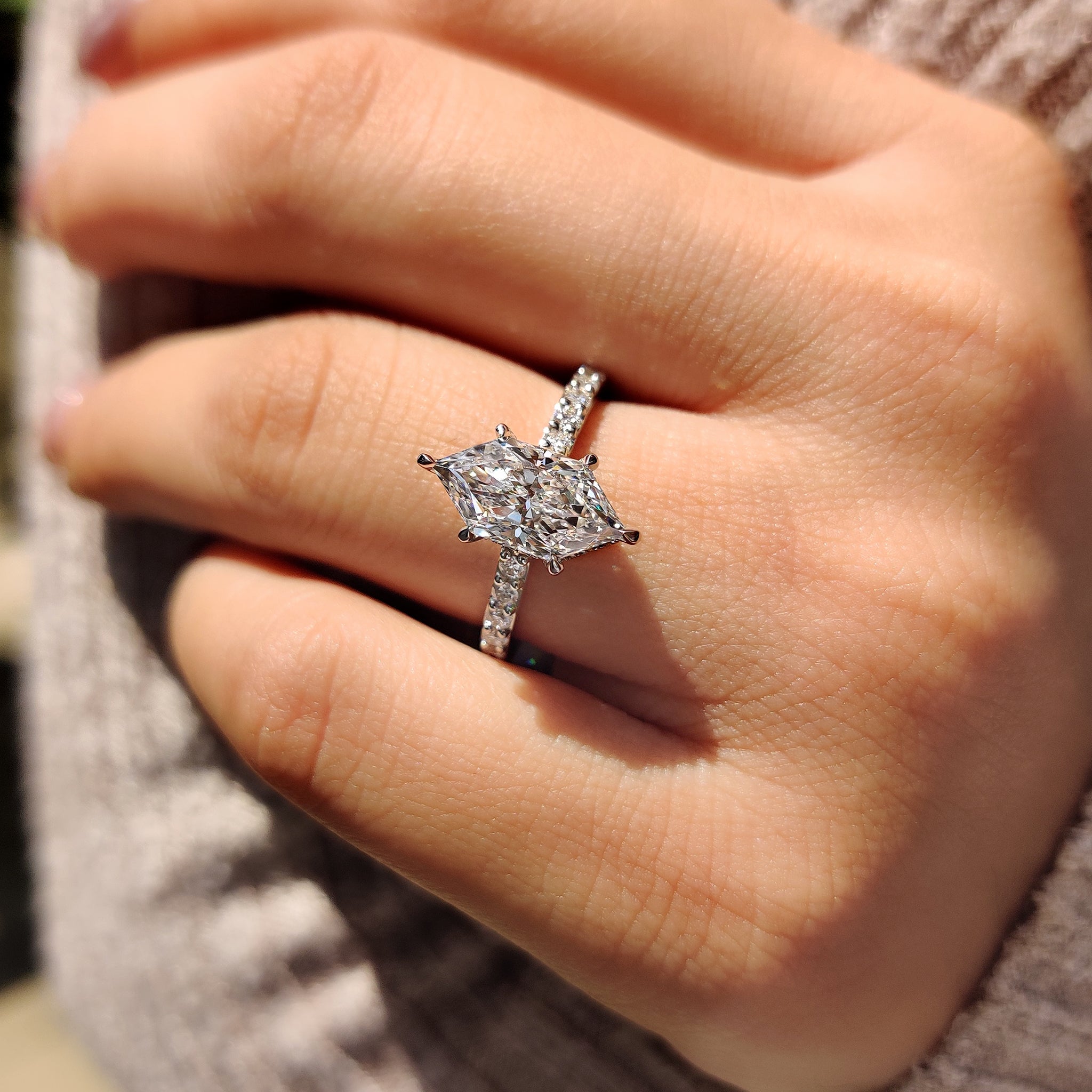 Dutch Marquise Cathedral Setting Engagement Ring