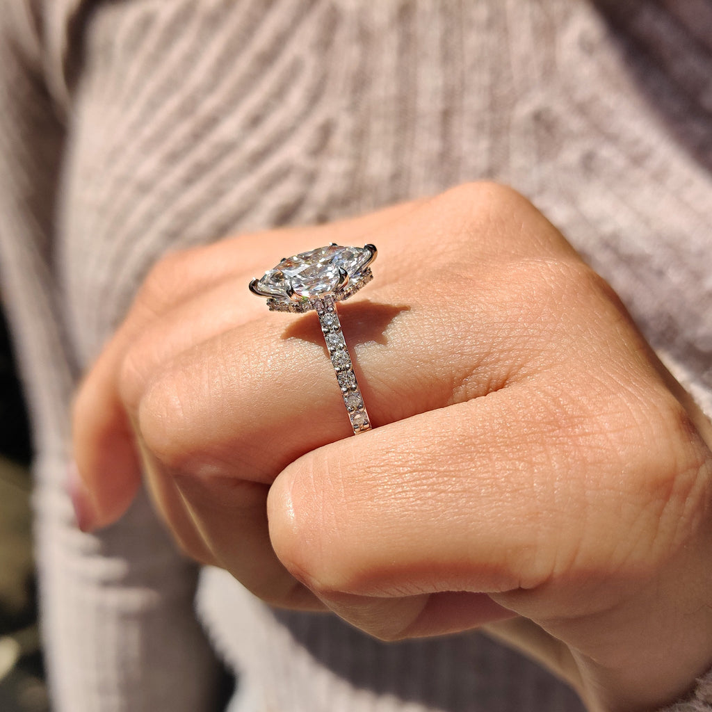 Dutch Marquise Cathedral Setting Engagement Ring