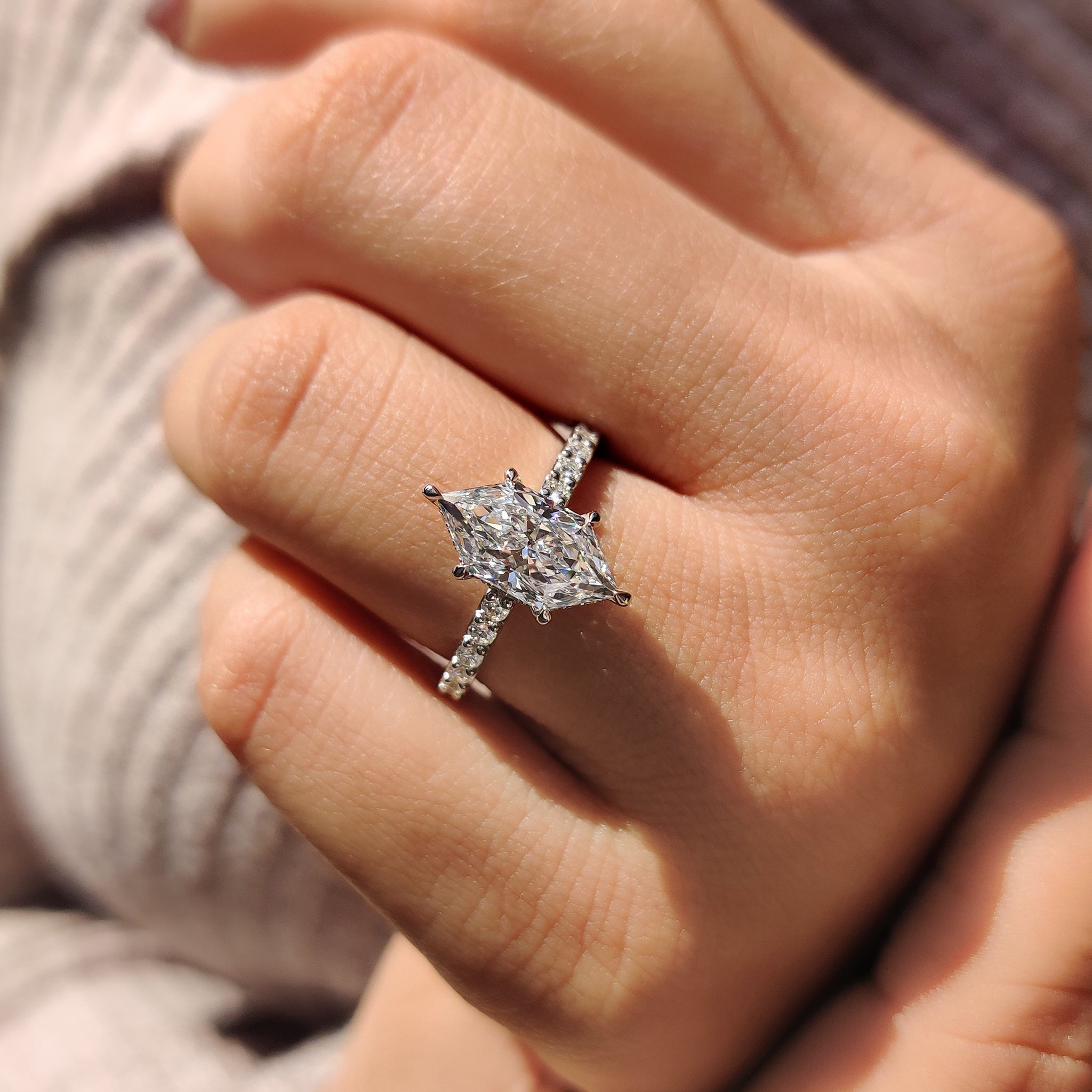 Dutch Marquise Cathedral Setting Engagement Ring Secondary image