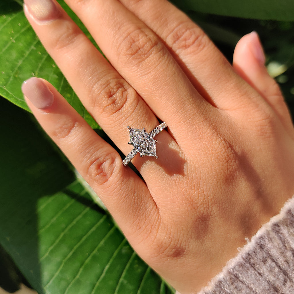 Dutch Marquise Cathedral Setting Engagement Ring