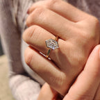 Hexagon Step Cut Bezel Setting Engagement Ring