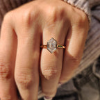 Hexagon Step Cut Bezel Setting Engagement Ring