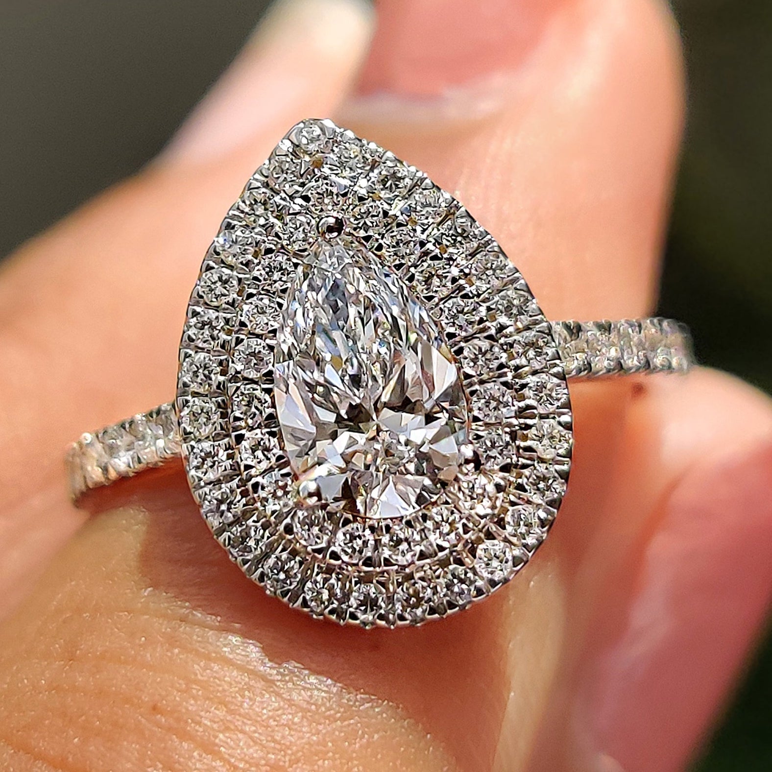 Pear Cut Engagement Ring With Cathedral Setting Main image