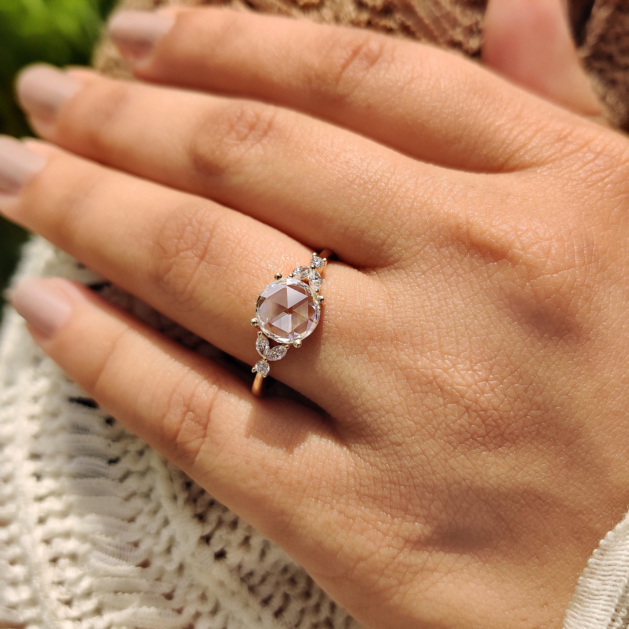 Round Rose Cut Yellow Gold Engagement Ring Secondary image