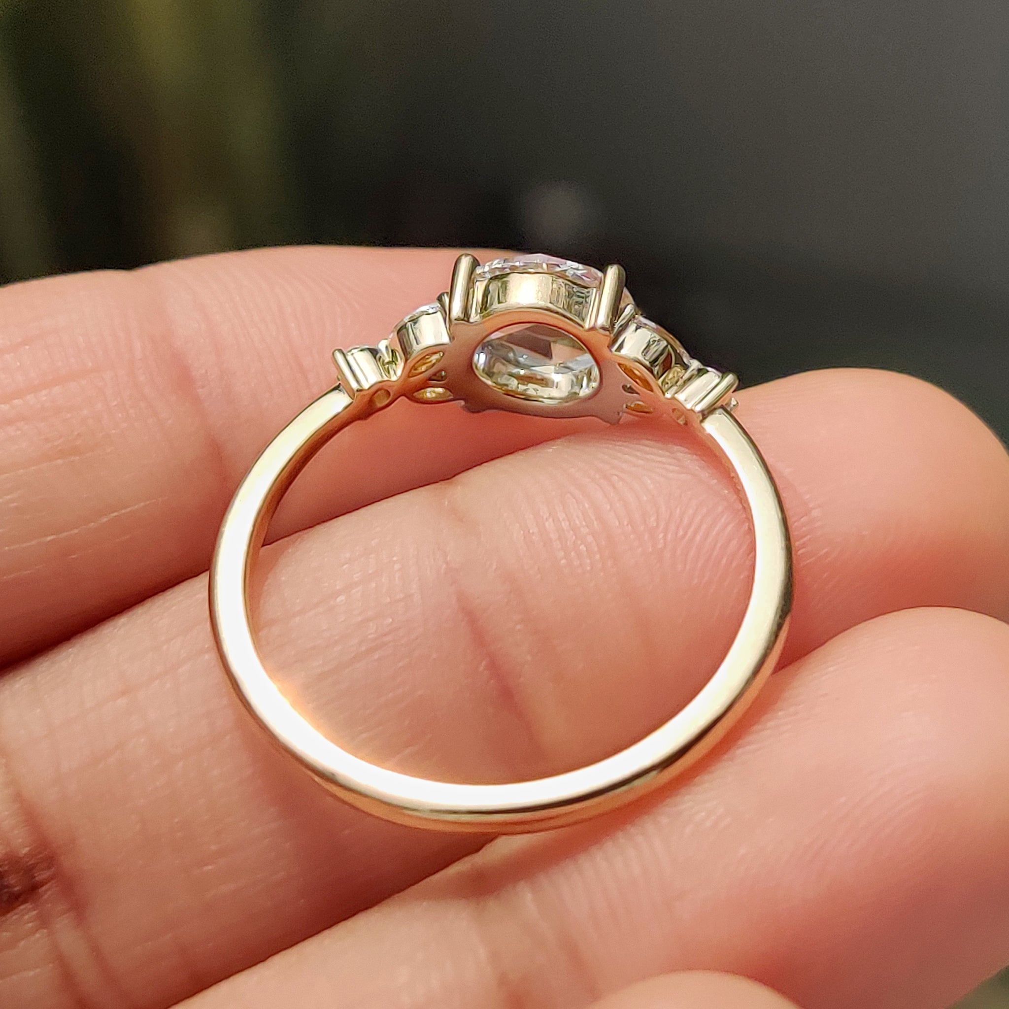 Round Rose Cut Yellow Gold Engagement Ring