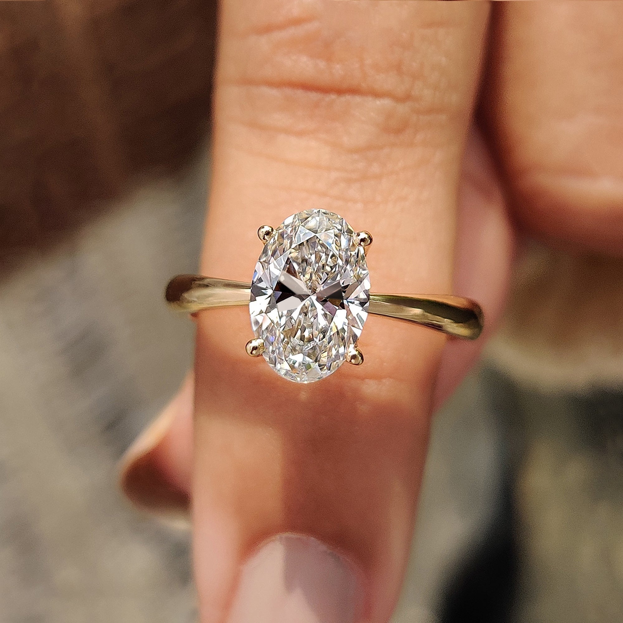 Oval Cut Engagement Ring In Hidden Halo Style Main image