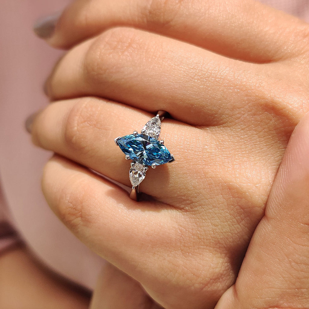 3 Stone Marquise Cut Diamond Engagement Ring